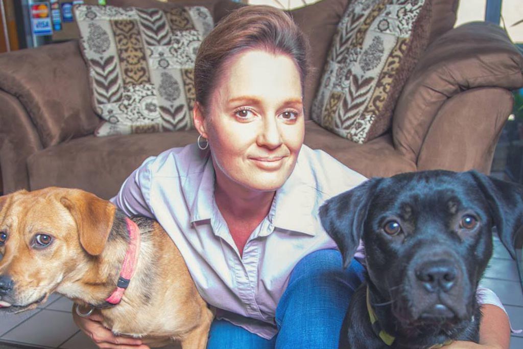 The Busy Body Massage Clinic owner, Daria Jagersky, with her dogs